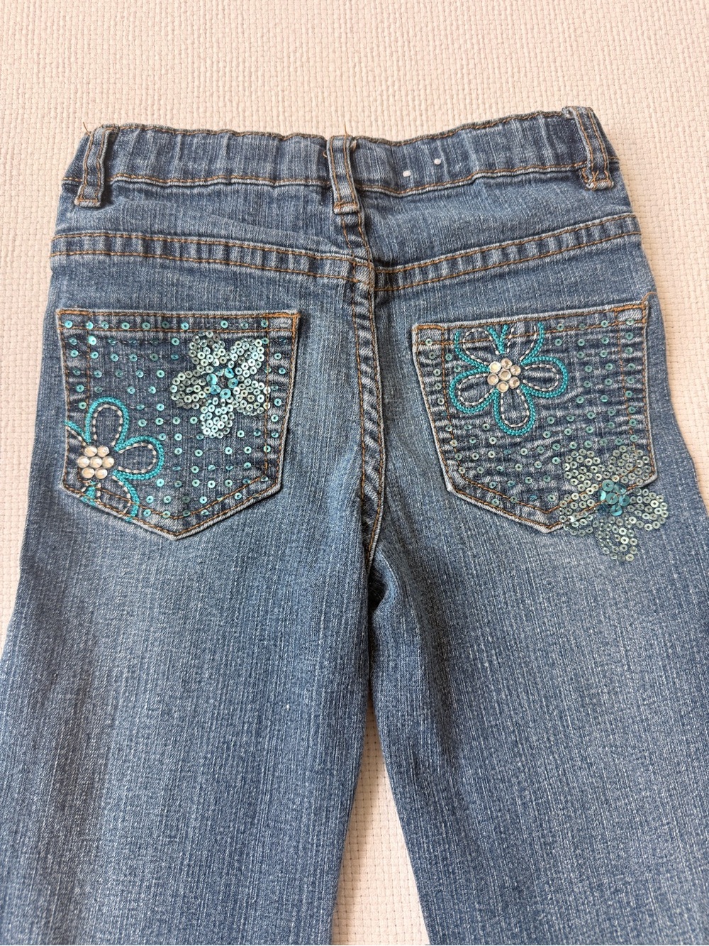 Arizona Jean Company Kids Blue Denim Jeans with Teal Accent - Picture 9 of 9